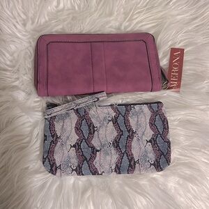 Merona - purple zipper wallet set